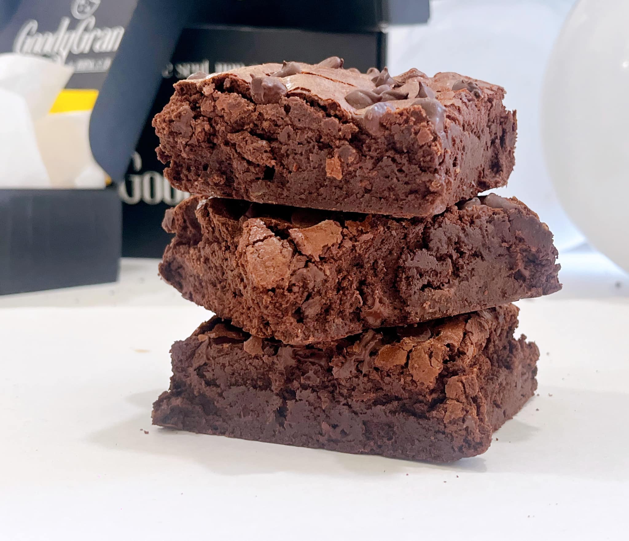 Stack of GoodyGram's Fudge Chip Brownies in Medina, Ohio
